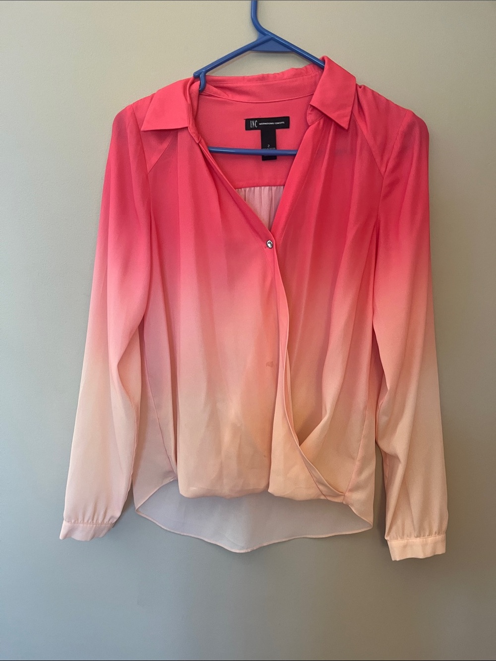 INC International Concepts Coral to Cream Ombre Blouse